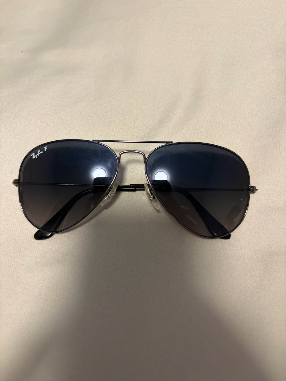 Ray-Ban Polarized Aviator Sunglasses - Blue/Pueple Lenses, Silver Frame